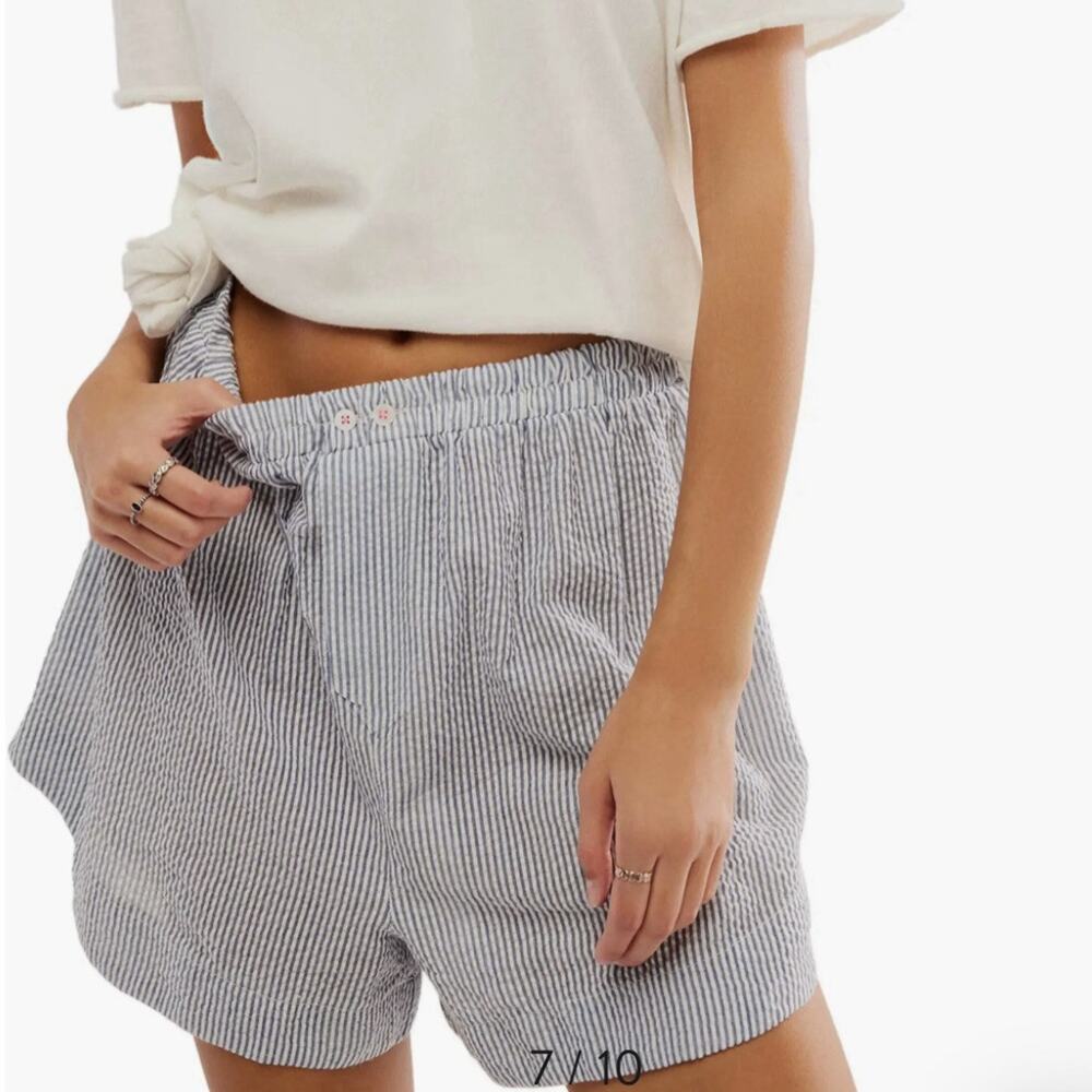 FREE PEOPLE | Intimately Cloud Nine Sleep Boxers Navy Stripe | Women’s Size L